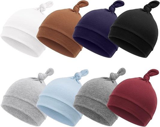 DRESHOW BQUBO 8 Pack Unisex Baby Beanie Hat Infant Toddler Kid Hats Baby Soft Cute Knit Cap Nursery Beanie