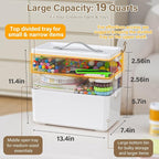19QT Large Plastic Craft Organizers and Storage Box, 3-Layer Portable Craft - Image 5