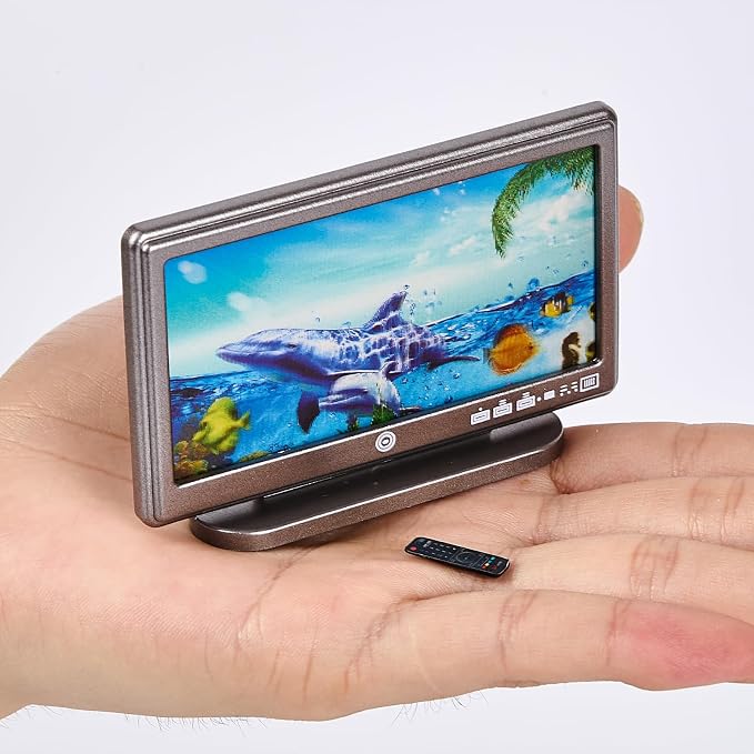 1:12 Scale Miniature TV Set, Tiny Television Dollhouse Furniture Accessories by Aanxufa