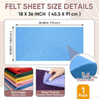 Soft Felt Fabric Sheet 18" x 36", 1.6mm Acrylic Craft Felt, Sky Blue | Soft - Image 3