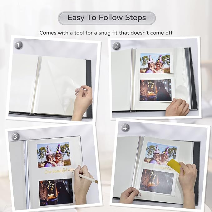 Popotop Large Photo Album Self Adhesive 4x6 5x7 8x10 Scrapbook Album DIY - Image 4