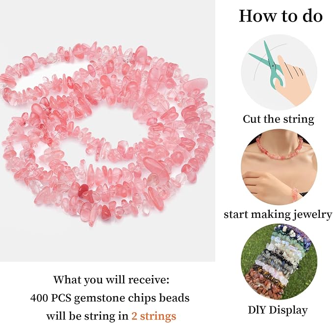 400Pcs 5-8mm Watermelon Red Irregular Glass Chip Beads | 1mm Pre-Drilled Smooth - Image 9