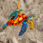 Sea Turtle Gifts for Women, Acrylic Faux Stained Glass Ornament, Beach Themed - Image 3