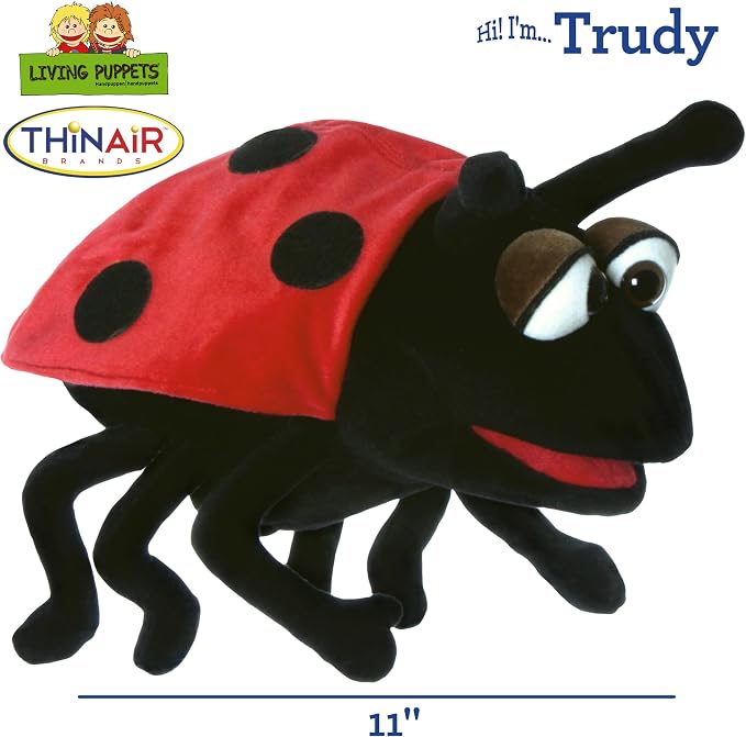 Playful Minds Living Puppets Trudy Ladybug Hand Puppet – 11 Inch Soft Plush - Image 2