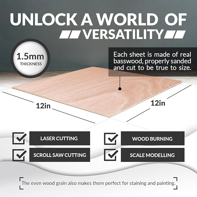 Mahogany Plywood Sheets for Crafts 1/8 inch, 3mm Plywood Sheet for Laser - Image 6