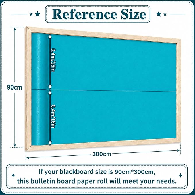Teal Blue Bulletin Board Roll Non-Woven Fabric Poster 16in X 20ft | Back to - Image 3