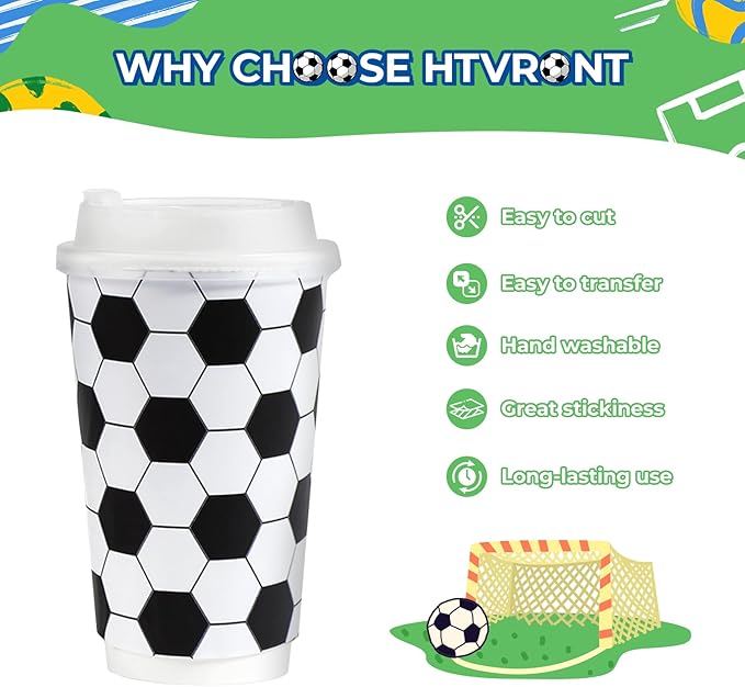 HTVRONT 10 Pack 12"x10" Soccer Ball Patterned Permanent Vinyl | Waterproof Vinyl - Image 3