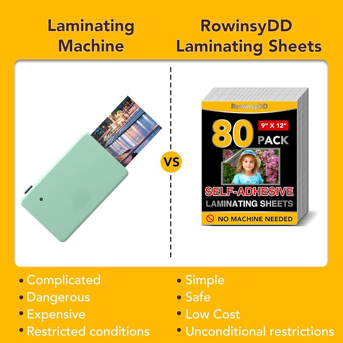 RowinsyDD 80 PCS Self Laminating Sheets, Self Adhesive Laminating Sheets | 8.5 - Image 4