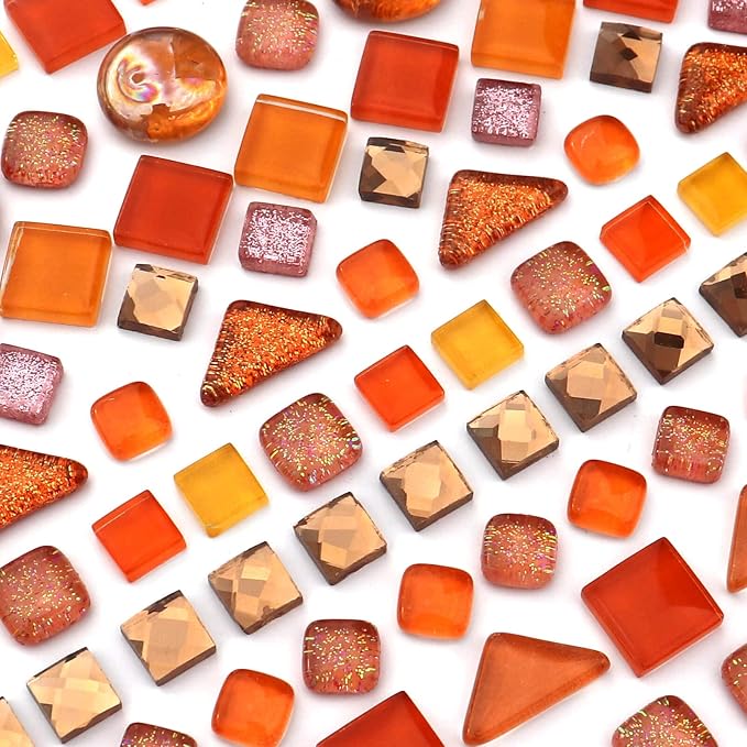 LITMIND Assorted Orange Irregular Crystal Mosaic Tiles, 9oz Value Pack - Image 5