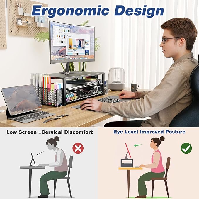 OPNICE Desk Organizers and Accessories, Computer Monitor Stand Riser - Image 6