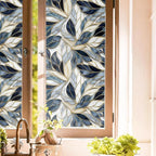 Modern Grey White Black Floral Leaf Mosaic Stained Glass Window Films by Unknown