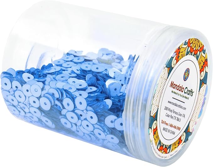 Mandala Crafts 6mm Flat Round Light Blue Sequins - Image 4