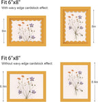 6x8 Picture Frame with Wavy Mat, Wooden Real Glass 6 x 8 Photo Frame - Image 4