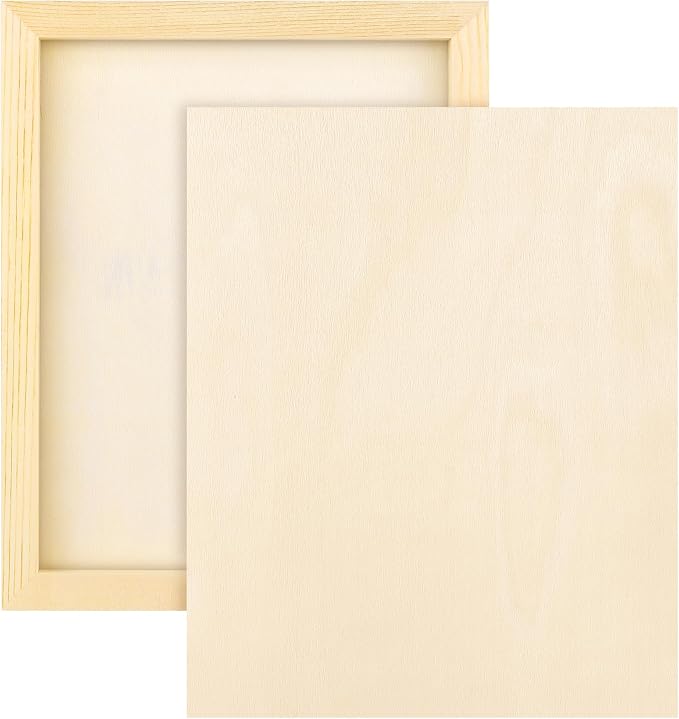 Aodaer 2 Pack Wood Panels 8 x 10 Inch Wooden Panels Canvas Unfinished Craft by Aodaer