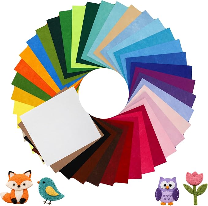 40 Pack Thin Felt Fabric Sheets 18" x 18" Assorted Colors Squares Felt Fabric by iRFKCIOW