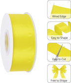 Yellow 1.5 Inch Continuous 25 Yards Satin Wired Ribbon - Image 3