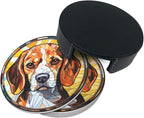 Drink Coaster Set of 6, Beagle Dog Mom Lover Gift, Leather Drink Coasters - Image 3