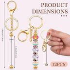 Tondiamo 12 Pcs Beadable Keychains Bars Bulk Blank Beaded Metal Keychain - Image 2
