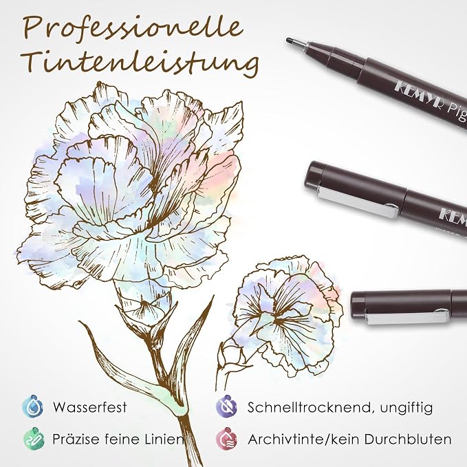 KEMYR 10 Micro Fine liner Drawing Art Pens Calligraphy Pens: 0.05mm-1.0mm Size - Image 4