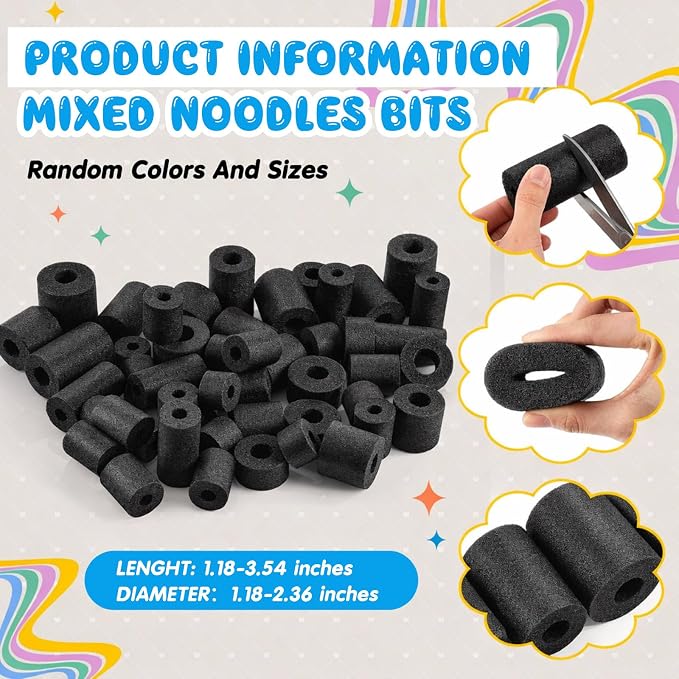 Frienda 50 Pcs Pool Noodles Bits Multicolor Craft Small Size Versatile Mixed - Image 2