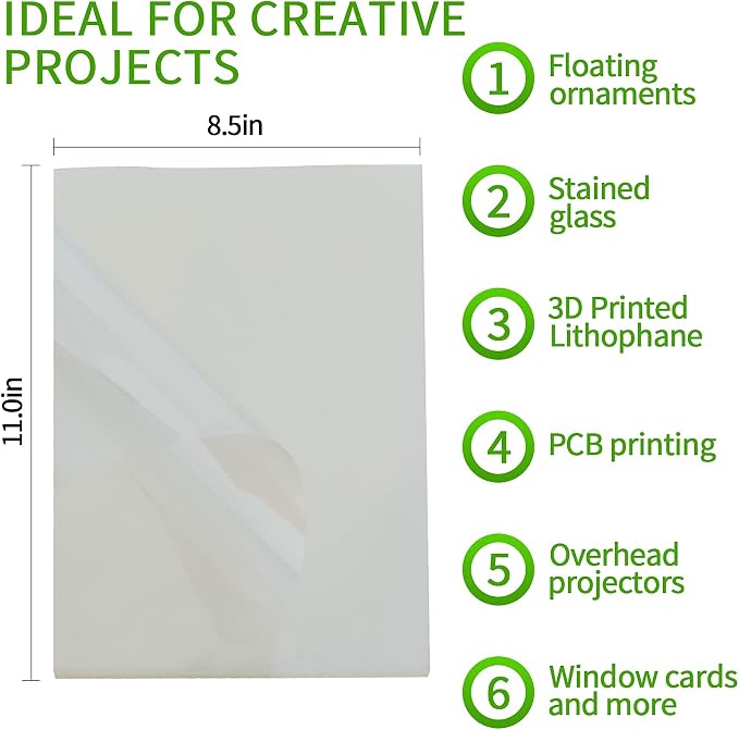 60 Sheets Inkjet Transparency Film 100% Clear Acetate Sheets - Image 3