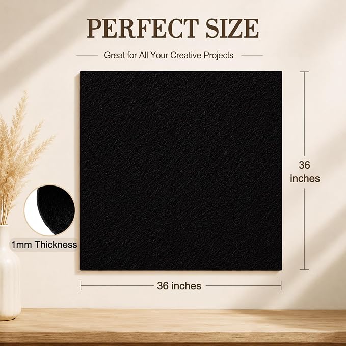 Black Large Felt Fabric 36" x 36", 1mm Stiff Felt Sheet, Nonwoven Fabric - Image 3