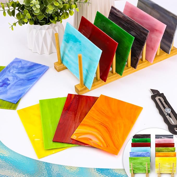 12 Sheets Opaque Stained Glass Bulk Variety Pack, 4 x 6 Inch Mosaic Glass Tiles - Image 4
