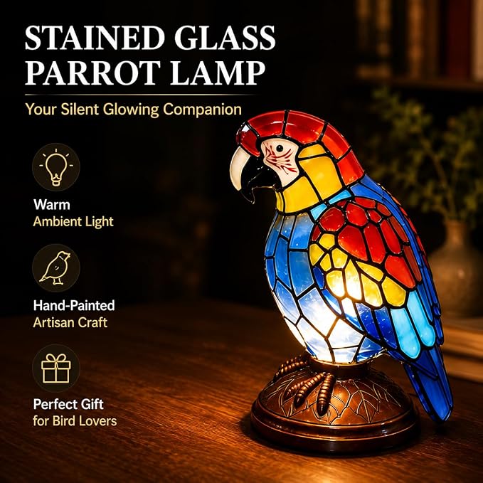 Eastyle Colorful Parrot Lamp, Resin Bird Decor Light - Image 2
