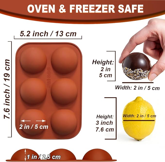 Lerykin 6 Holes Medium Semi Sphere Silicone Molds, 3 Packs Half Sphere Silicone - Image 6