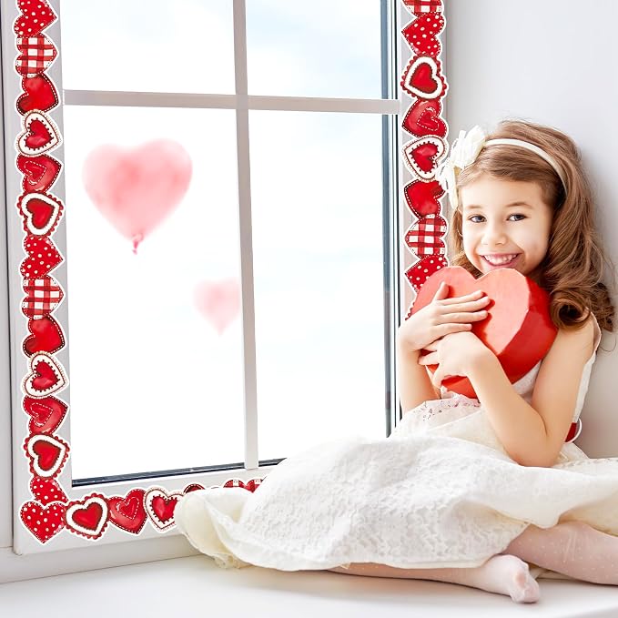 FYSUIMU 65.6 Ft Valentine's Day Bulletin Board Borders Vintage Red Heart Shaped - Image 5