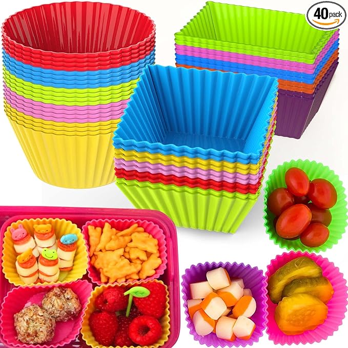 XANGNIER 40 Pcs Silicone Lunch Box Dividers, Reusable Lunch Bento Box by XANGNIER