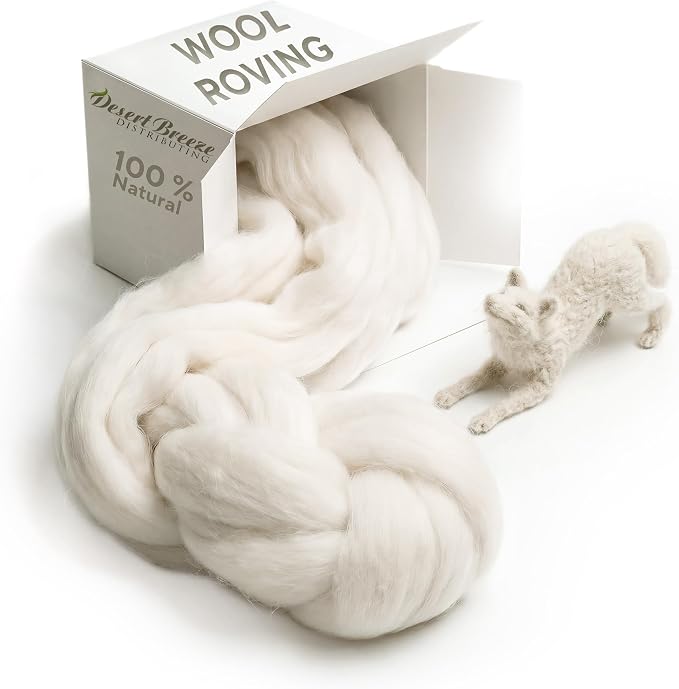 Wool Roving Top – 8 OZ Natural Corriedale, Bulk Pack, Best Core Wool by DesertBreezeDistributing