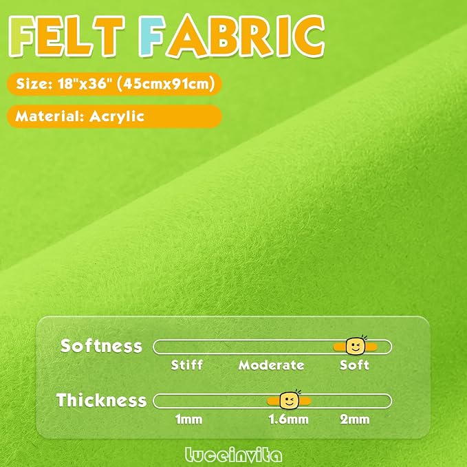 Lime Green 18" X 36" Felt Fabric Sheet - Image 2