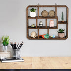 Frcctre Rustic Shadow Box Display Shelf, 9 Compartments Wood Hanging Display - Image 8