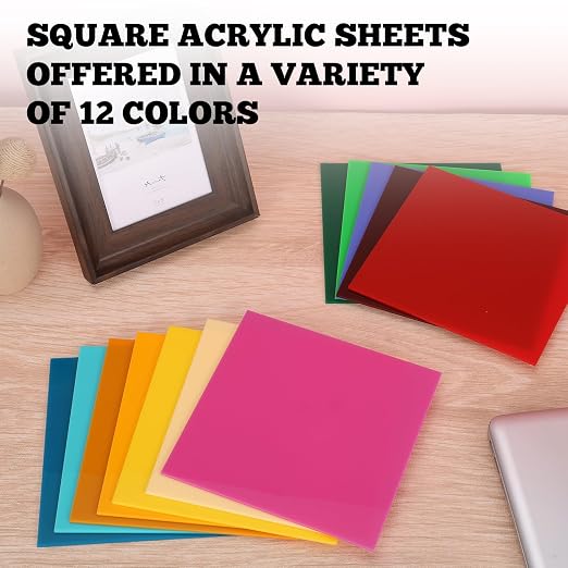 12 Pcs Acrylic Sheets 8 x 8 Inch Colored Cast Acrylic Panels, Opaque Plastic - Image 4