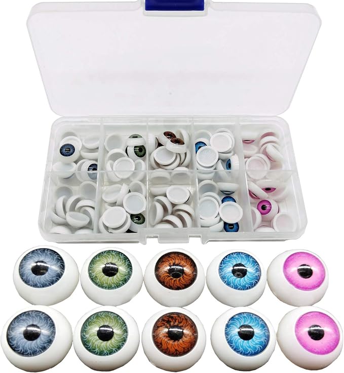 TIHOOD 100pcs/box 12mm Doll Eyeballs Half Round Acrylic Eyes by Tihood
