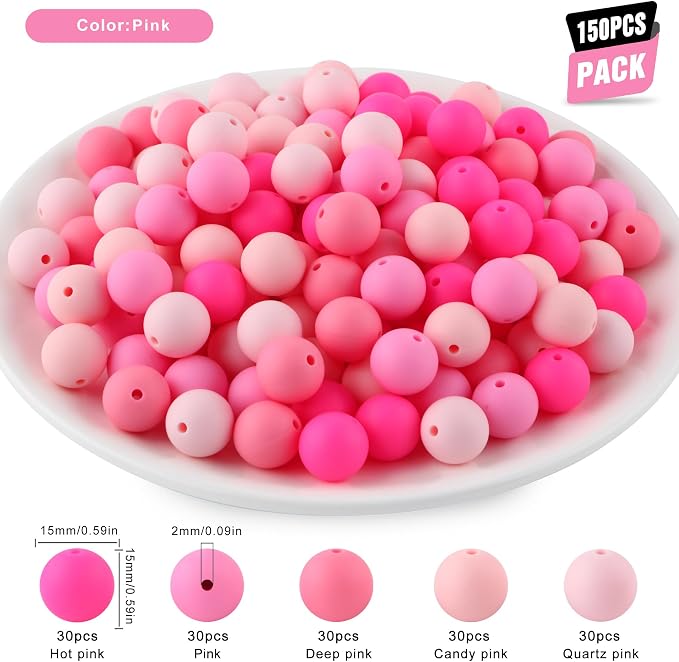 150Pcs Silicone Beads 15mm Mix Color, Bulk Silicone Beads 15mm - Image 2