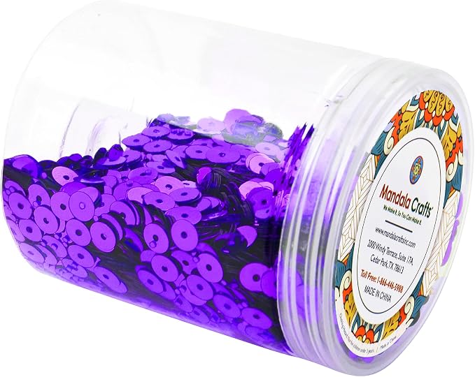 Mandala Crafts 6mm Flat Round Purple Sequins - Image 4