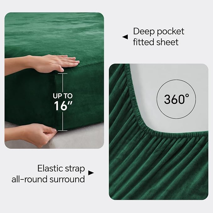 BEDELITE Flannel Sheets Full Size Dark Green - Image 4