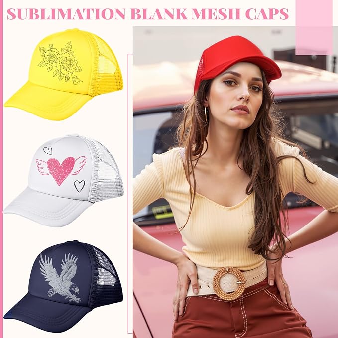 Vabean 24 Pack Sublimation Blank Cap Trucker Mesh Cap Unisex Plain Blank - Image 4