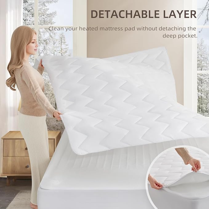 Bwarm Premium Multi-Zone Electric Heated Mattress Pad Twin XL Size, 9 Heat - Image 6
