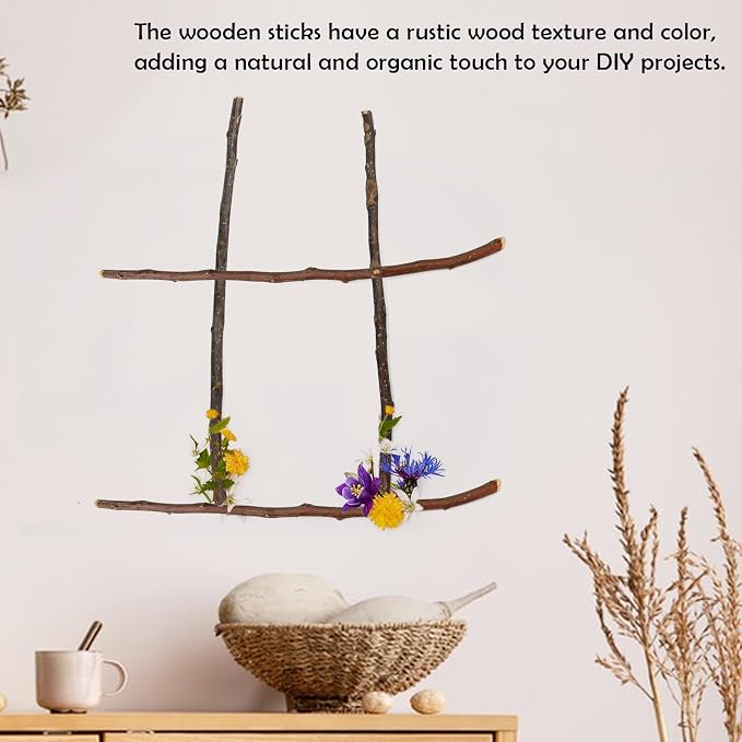 50Pcs Natural Twigs, Driftwood Branches, Unfinished Timber Rods - Image 5