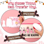 Tintnut Pink Halloween Heat Transfer Vinyl, pumpkins & bats patterned HTV - Image 3