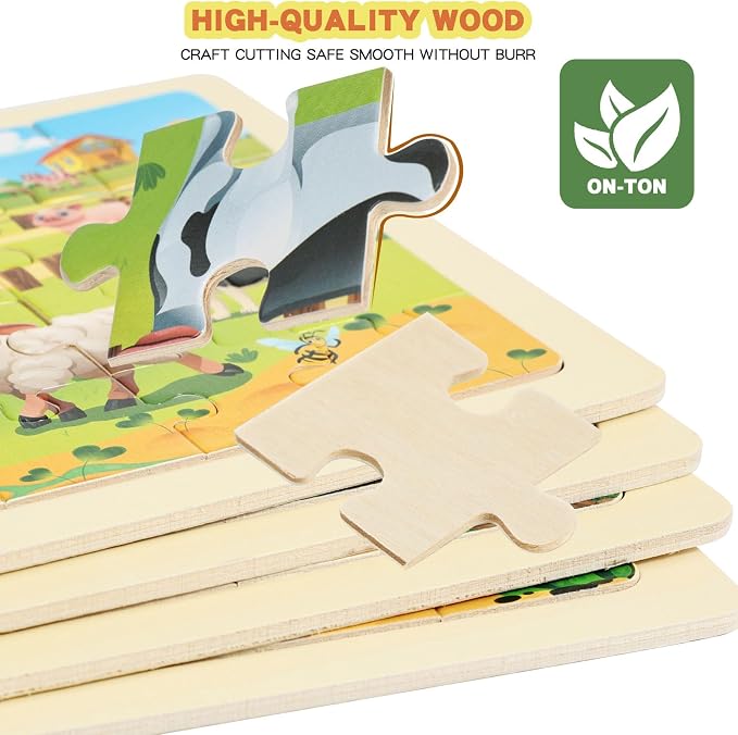 Wooden Puzzles for Kids Ages 4-6, 24 Piece Vehicle Car Construction Jigsaw - Image 4