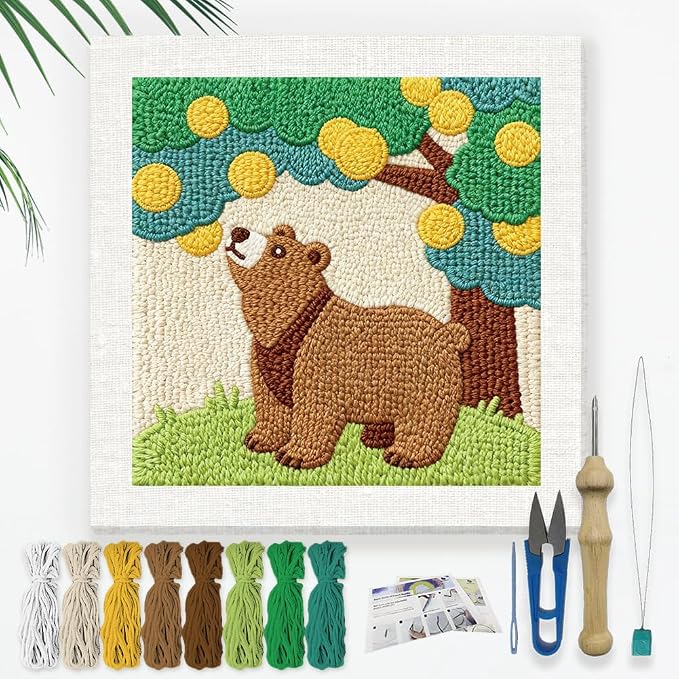 Doodlream Brown Bear DIY Punch Needle Embroidery Kit by Doodlream