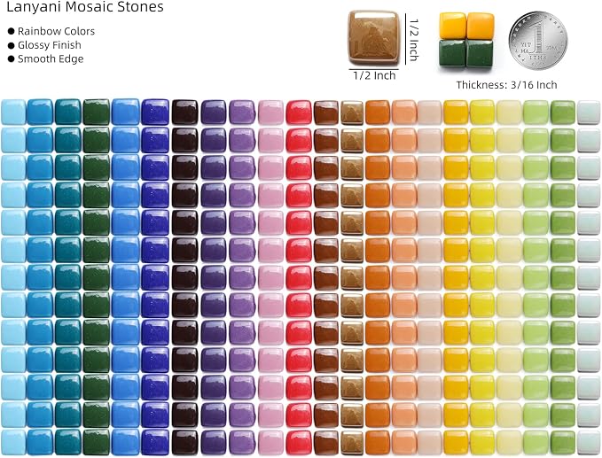 Lanyani 2 Pounds Vibrant Glass Mosaic Tiles - Image 3