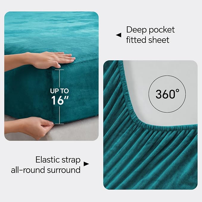 BEDELITE Flannel Sheets Queen Size Teal - Image 4