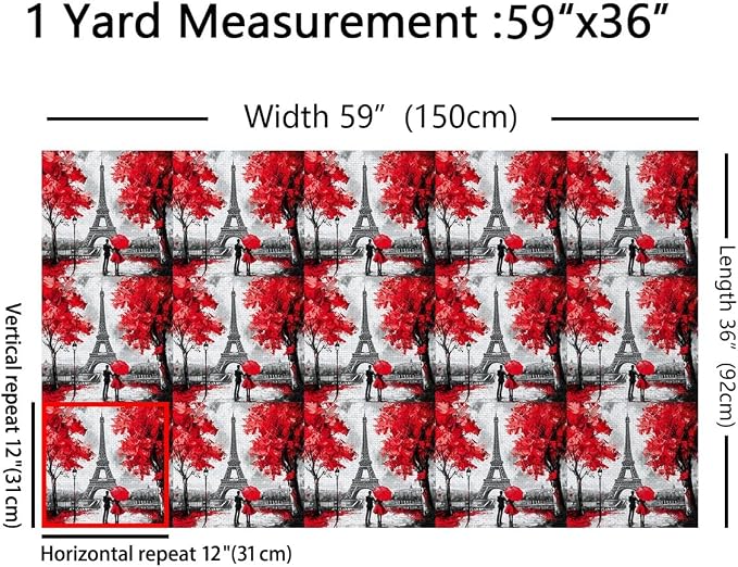 Erosebridal Eiffel Tower Flannel Fabric by The Yard Couple Valentine Soft Not - Image 2