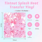 Tintnut Pink White Splash Heat Transfer Vinyl, stretch washable, works - Image 2