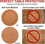 Tebery 20 Pack Round Lip Cork Coasters, 3.9 Inch Absorbent Drink Coaster - Image 4